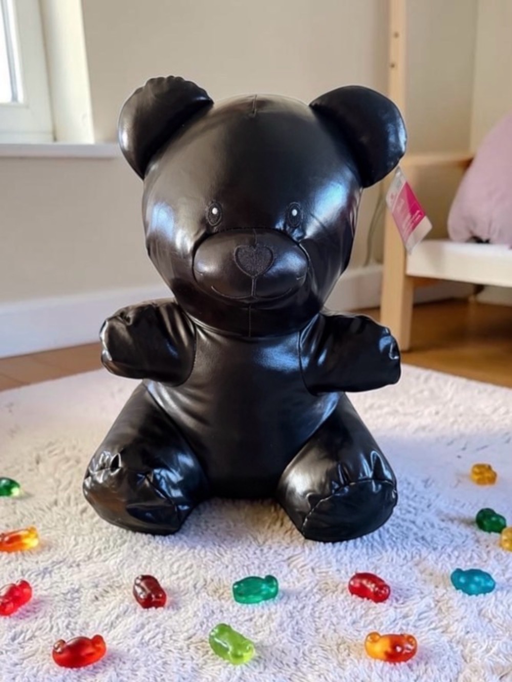 Black Plush Teddy Bear Stuffed Toy - Cozy Companion